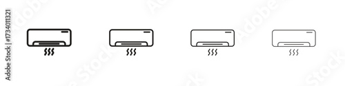 Air conditioner icons designed in outline, line and stroke style