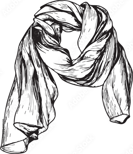 isolated outline illustration of scarf