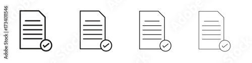 Accept document icons designed in outline, line and stroke style