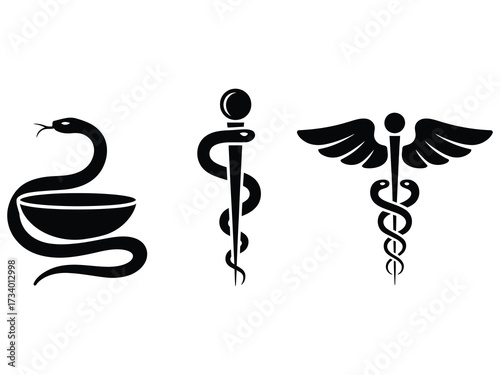Elegant Medical Logo With Classic Caduceus Snake Symbol