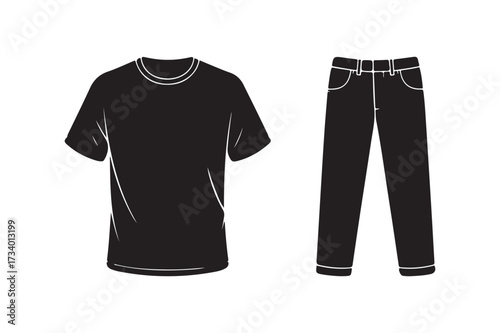 Simple black t shirt and jeans outfit illustration