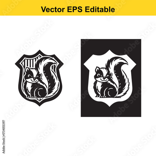 Cute skunk mascot logo, isolated on white background