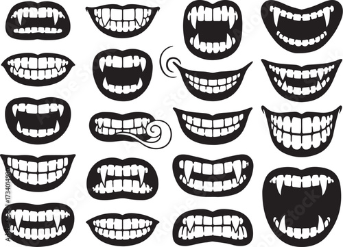 Horror themed dental icons for spooky designs
