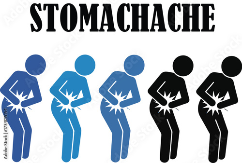 Silhouette of people experiencing stomach ache