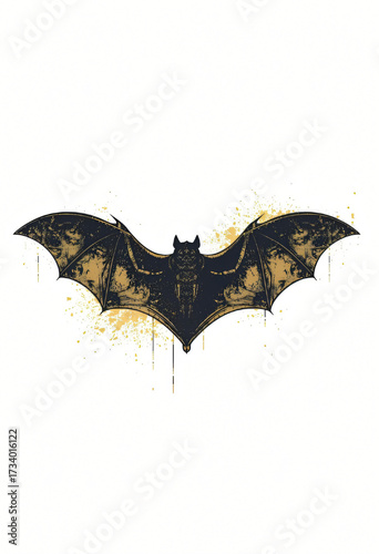 Bat in a Photorealistic Painted Sketch style with detailed texture and fine particles.