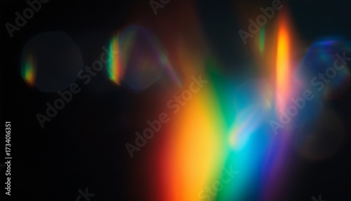 blur colorful rainbow crystal light leaks on black background defocused abstract multicolored retro film lens flare bokeh analog photo overlay or screen filter effect glow vintage prism colors
