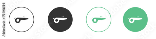 Whistle icons concepts. black sign set