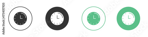 Time quarter past icons concepts. black sign set