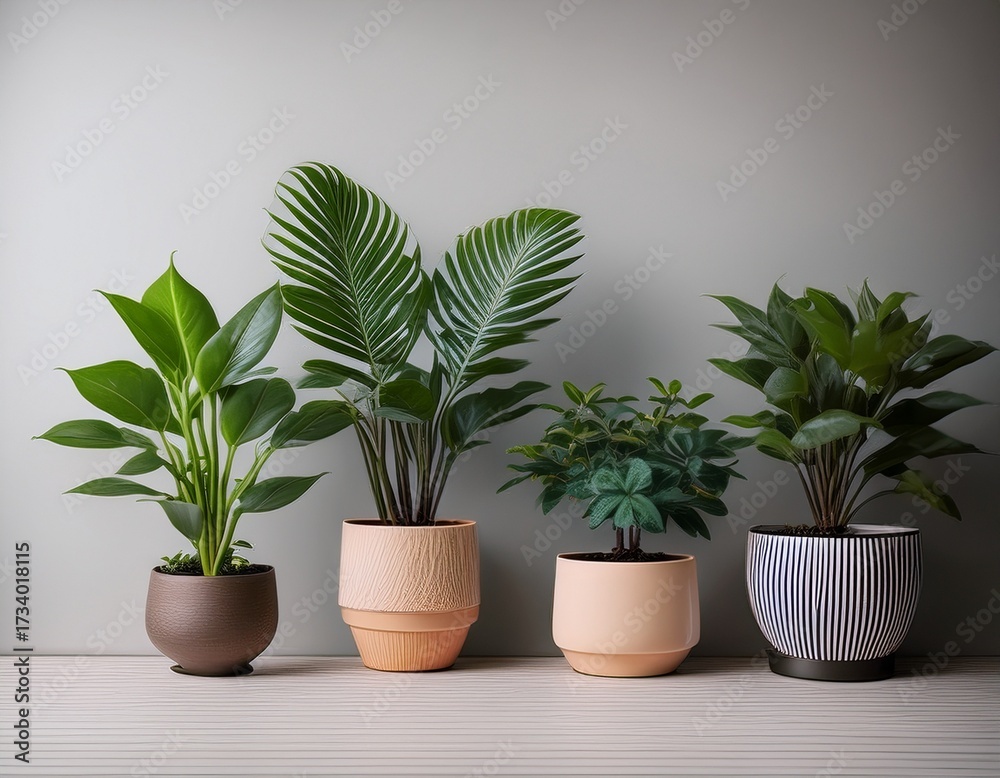 Obraz premium explore different indoor potted plants in minimalist pots for home decoration style