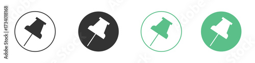 Thumbtack icons concepts. black sign set
