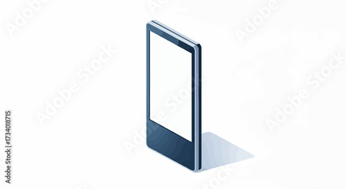 Isometric illustration of a digital signage kiosk with a blank screen.