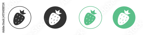 Strawberry icons concepts. black sign set