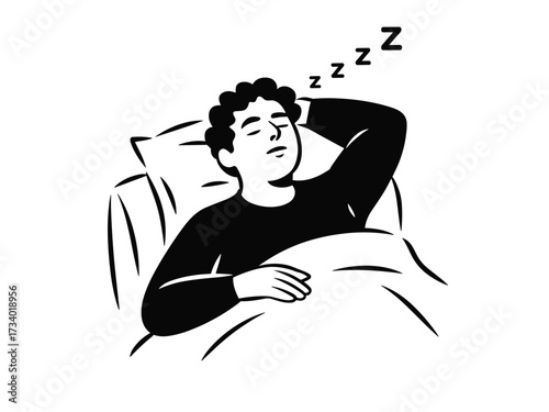 Minimalist Line Drawing of a Person Sleeping on Couch