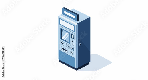Isometric illustration of an ATM machine on a white background.