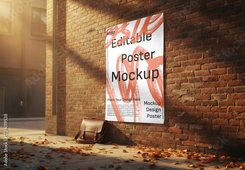 Poster Mockup on Brick Wall
