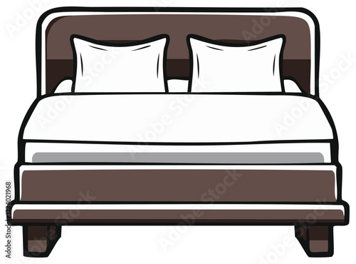 Inviting Bedroom Illustration Cozy Bed with Pillows Comfort and Stylish Minimalist Design for Relaxation