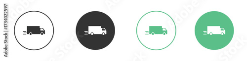 Moving truck icons concepts. black sign set