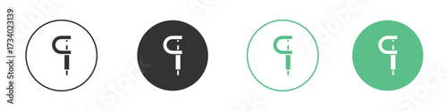 Micrometer icons concepts. black sign set