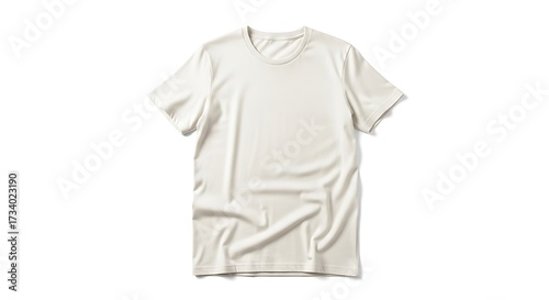White V-neck T-shirt Laid Flat on a Clean Background.