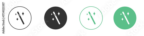 Magic wand icons concepts. black sign set
