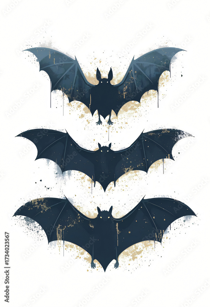 Fototapeta premium Dark Bat Design on White Background with Dirty Texture