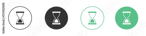 Hourglass end icons concepts. black sign set