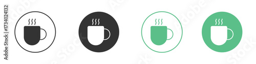 Hot coffee Mug icons concepts. black sign set