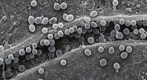 Tableau sur toile A close-up of Cryptosporidium parasite under a microscope, showing its oval shape and textured surface