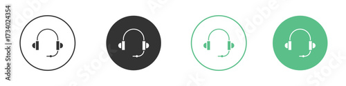 Headset icons concepts. black sign set