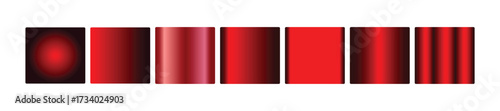 A spectrum of red gradients and patterns, from soft radial blur to sharp vertical stripes, isolated on transparent background