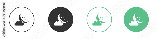 Cloud moon icons concepts. black sign set