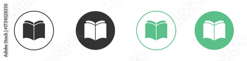 Book open icons concepts. black sign set