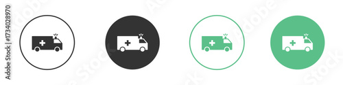 Ambulance icons concepts. black sign set