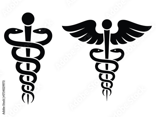 Professional Caduceus Vector Sign Featuring Snake Medical vector
