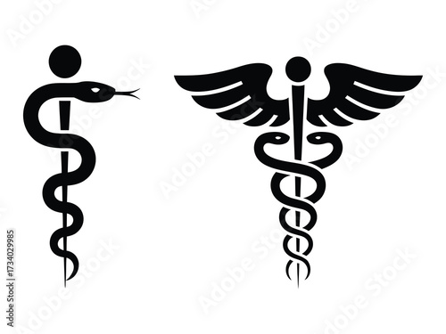 Minimal Snake Medical vector For Modern Healthcare Logo Design