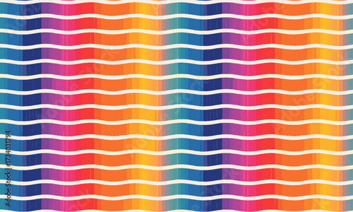 Modern Geometric Pattern with Colorful Wavy Tiles