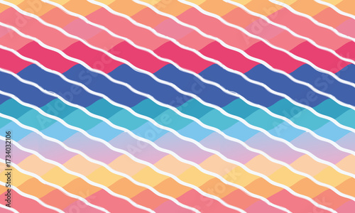 Playful Geometric Pattern with Diagonal Rick Rack Stripes