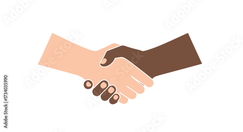 Diverse partnership handshake illustration emphasizing collaboration and unity towards mutual