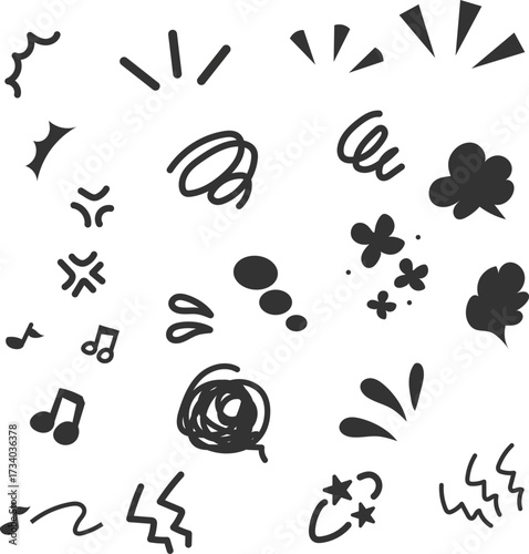 手書きの漫画のマークセット