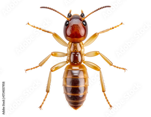 Termite Insect Top View, Detailed Body Segments, Isolated PNG