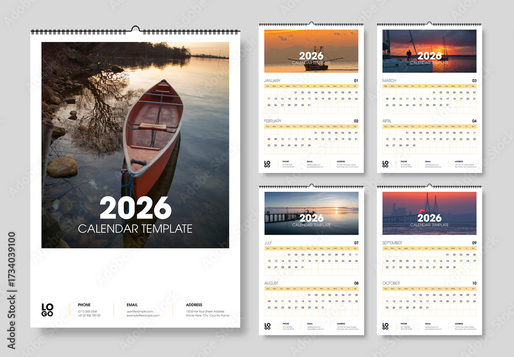 2026 Minimalist Wall Calendar Design Layout for Modern Branding Stock ...