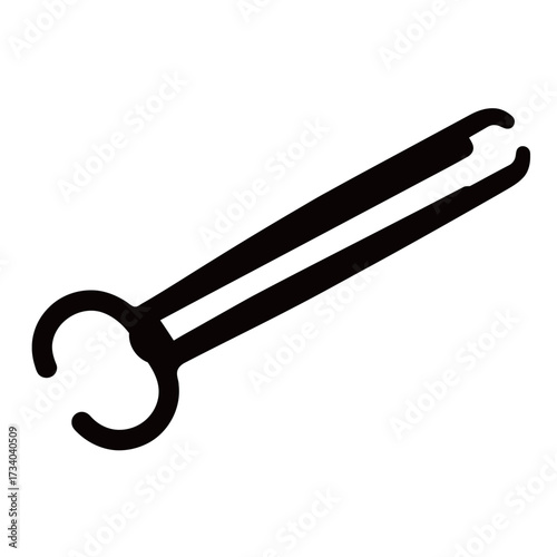 black and white silhouette of Forceps vector on white background