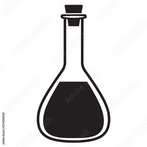 black and white silhouette of a Volumetric flask vector on a white background