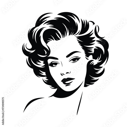 Glamorous 1950s Silhouette with Voluminous Wavy Hair
