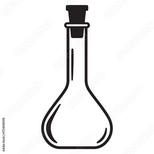 black and white silhouette of a Volumetric flask vector on a white background