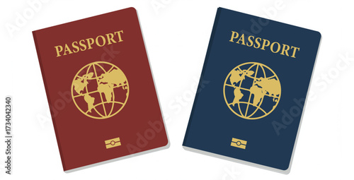 Passport Vector International Travel Documents Vacation Planning and Global Adventure Red and Blue Passports