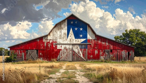 Rustic barn with Texas flag design