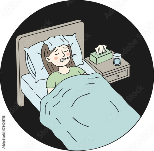 Sick child in bed