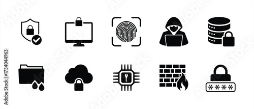 A set of cyber security icon. vector illustration