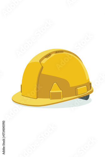 Bright Yellow Hard Hat on White Background Illustration